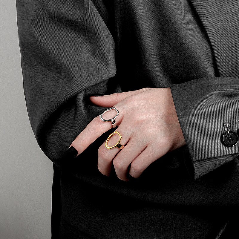 Retro Irregular Oval Round Shell Open Rings for Women Men  Silver Color Gold Party Jewelry Rings Gifts  Trend