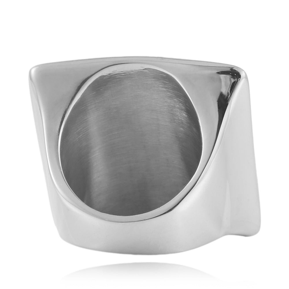 Silver Color Stainless Steel Rings for Women Knuckles Brushed Large Square Rings Trendy Party Women Rings Jewelry Gifts