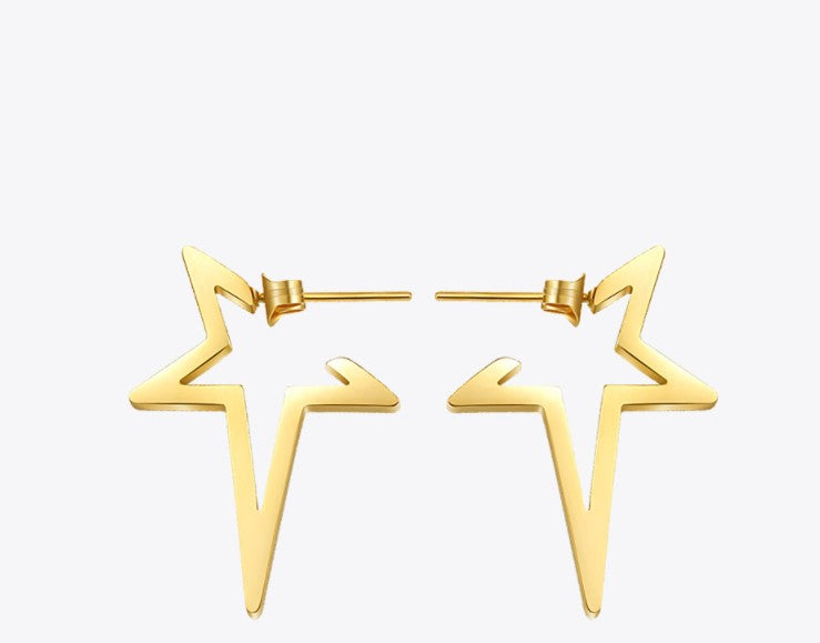 Star Earrings Punk Stud Earring Rose Gold Color Earings Stainless Steel Earrings For Women Jewelry Wholesale