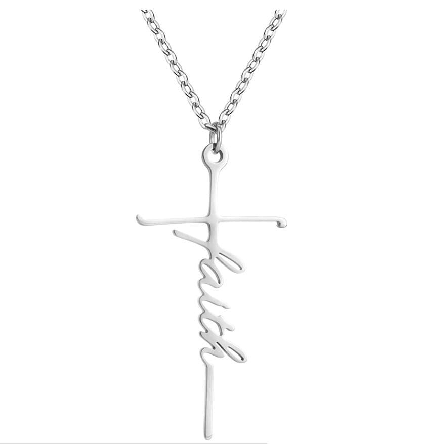 Ins Style Faith Letter Alloy Pendant Women's Choker Necklace Short Necklace for Women