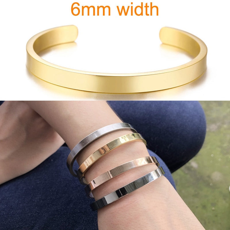 Inspirational Cuff Bracelet Bangle For Women Rose Gold silver color Engraved Mantra Bracelets Wife Fiance Personalized Gifts