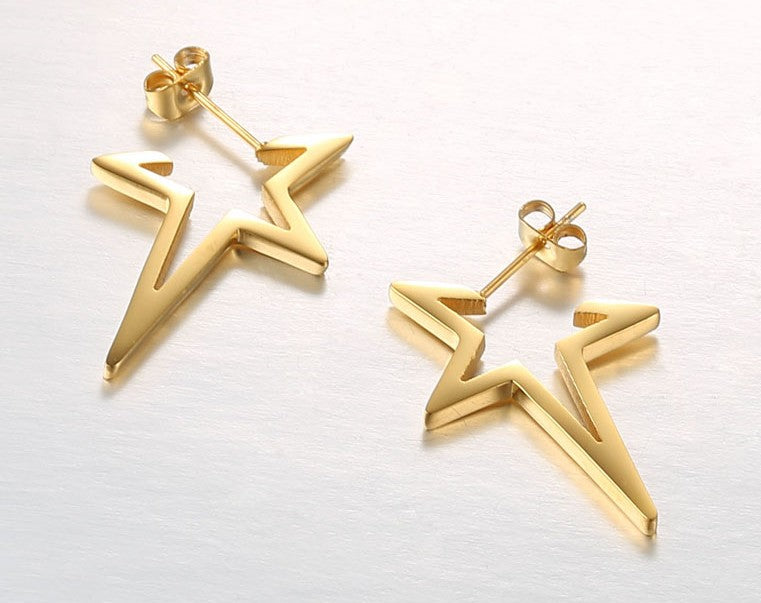 Star Earrings Punk Stud Earring Rose Gold Color Earings Stainless Steel Earrings For Women Jewelry Wholesale