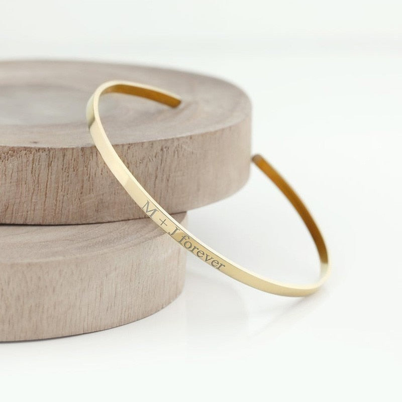 Inspirational Cuff Bracelet Bangle For Women Rose Gold silver color Engraved Mantra Bracelets Wife Fiance Personalized Gifts