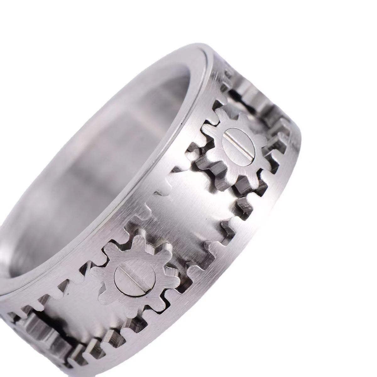 Time to Run Men's and Women's Stainless Steel Gear Rings