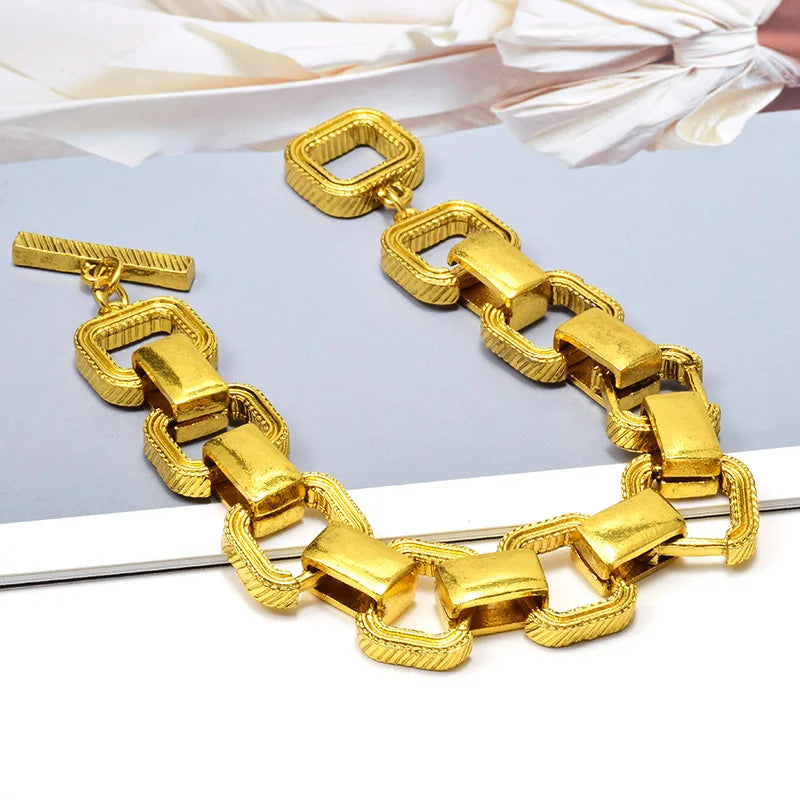 Wholesale New Statement Gold Color Metal Square Bracelet Bijoux High-Quality Fashion Trend Bracelets Accessories For Women