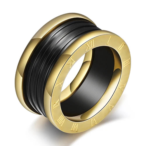 Two Color Vintage Antique Retro Stainless steel Rings For Women Men Jewelry Engagement Wedding Rings