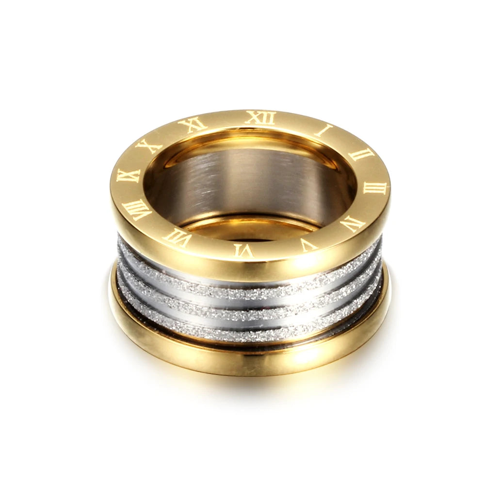 Two Color Vintage Antique Retro Stainless steel Rings For Women Men Jewelry Engagement Wedding Rings