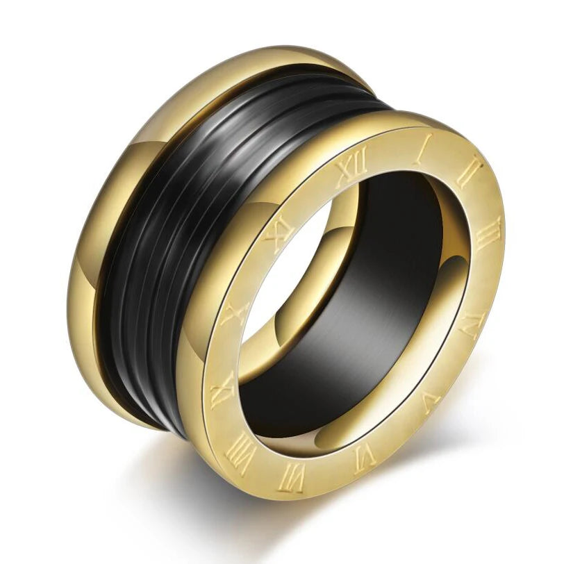 Two Color Vintage Antique Retro Stainless steel Rings For Women Men Jewelry Engagement Wedding Rings