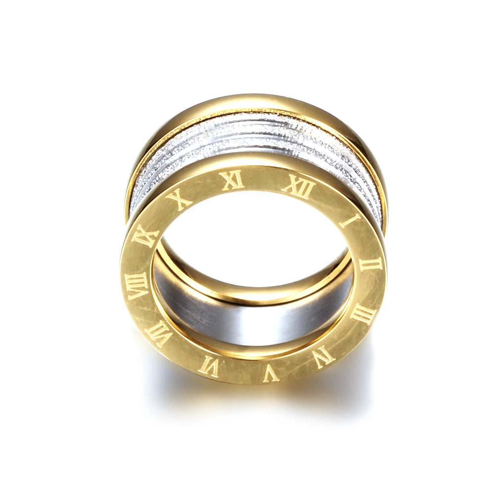Two Color Vintage Antique Retro Stainless steel Rings For Women Men Jewelry Engagement Wedding Rings